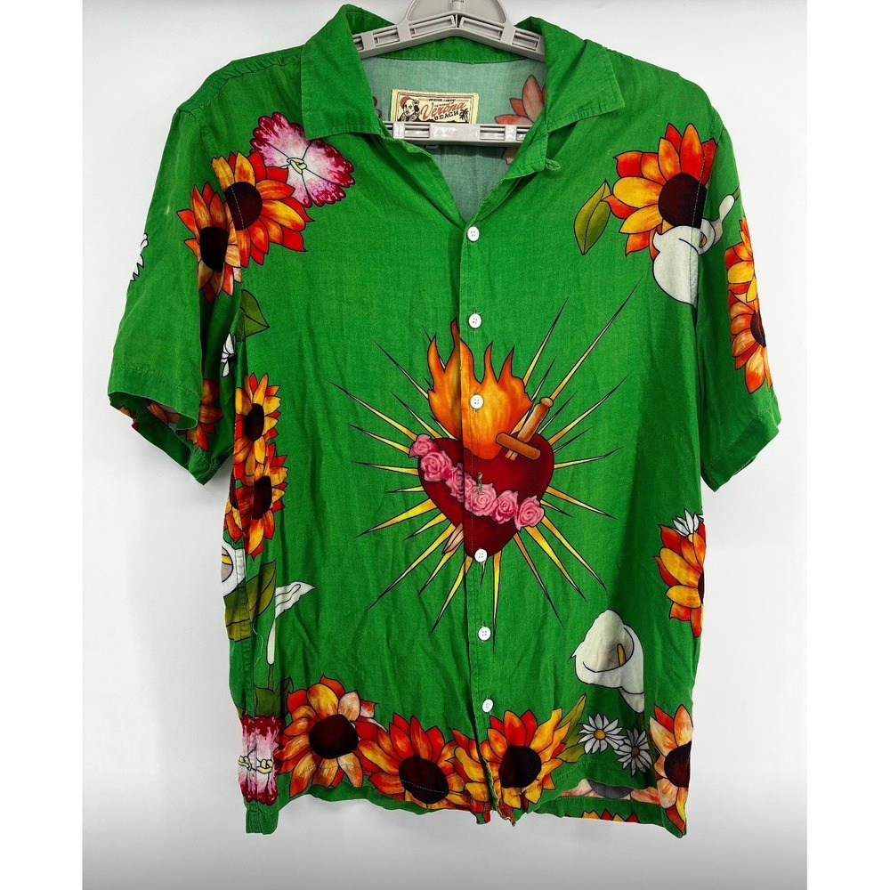 Y2K Pleasures Verona Sacred Heart Shirt Sz S Loop Collar DiCaprio Romeo‎ Juliet